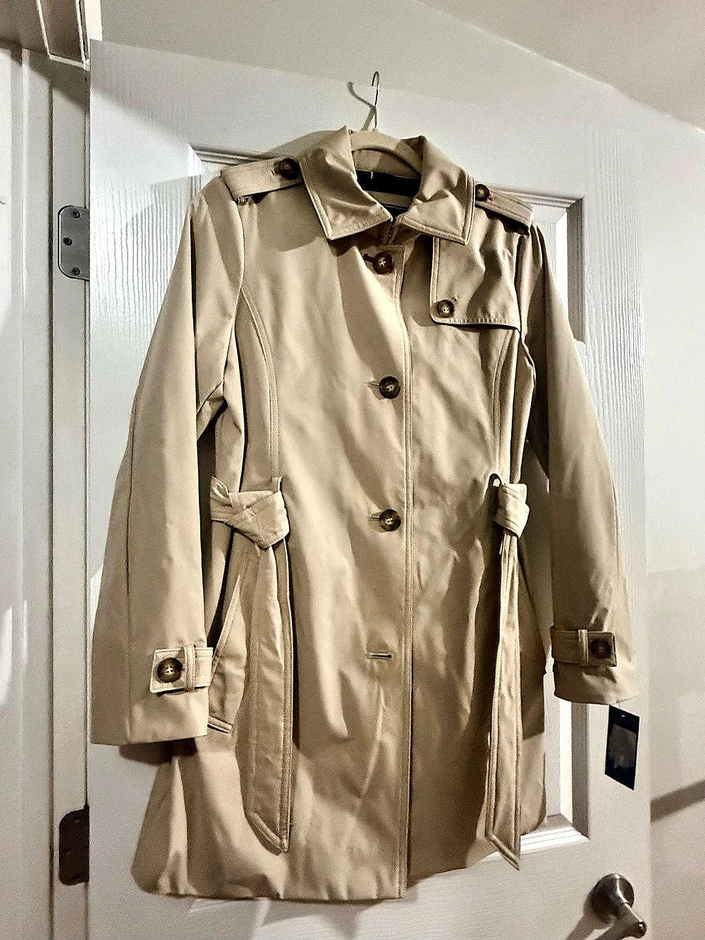 Tommy Hilfiger Double-Breasted Belted Trench Coat Beige Small